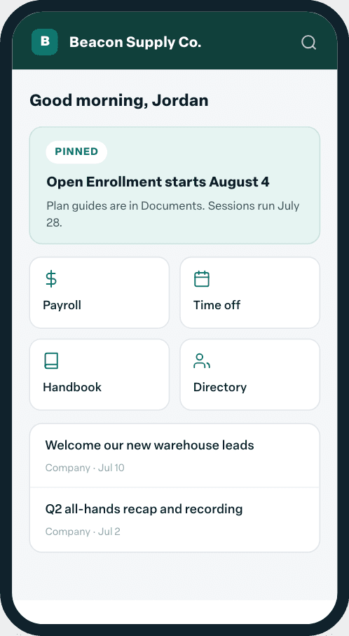 Portal home page on a phone
