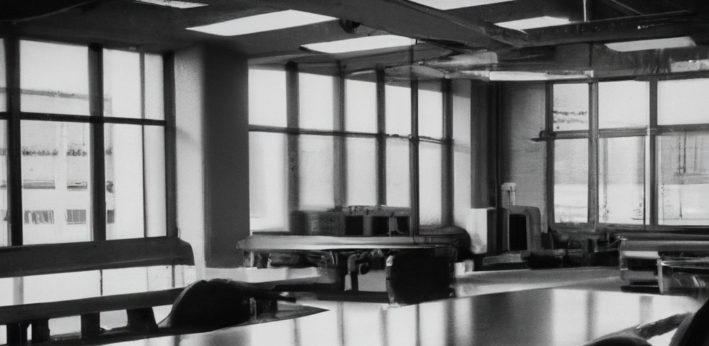 DALL·E 2023-05-10 12-10-47 - A moody black and white photo of a large, modern office-1 DALL·E 2023-05-10 12-10-47 - A moody black and white photo of a large, modern office-1