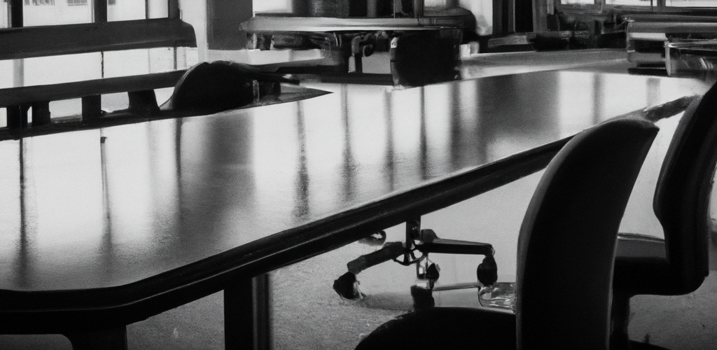 DALL·E 2023-05-10 12-10-47 - A moody black and white photo of a large, modern office DALL·E 2023-05-10 12-10-47 - A moody black and white photo of a large, modern office