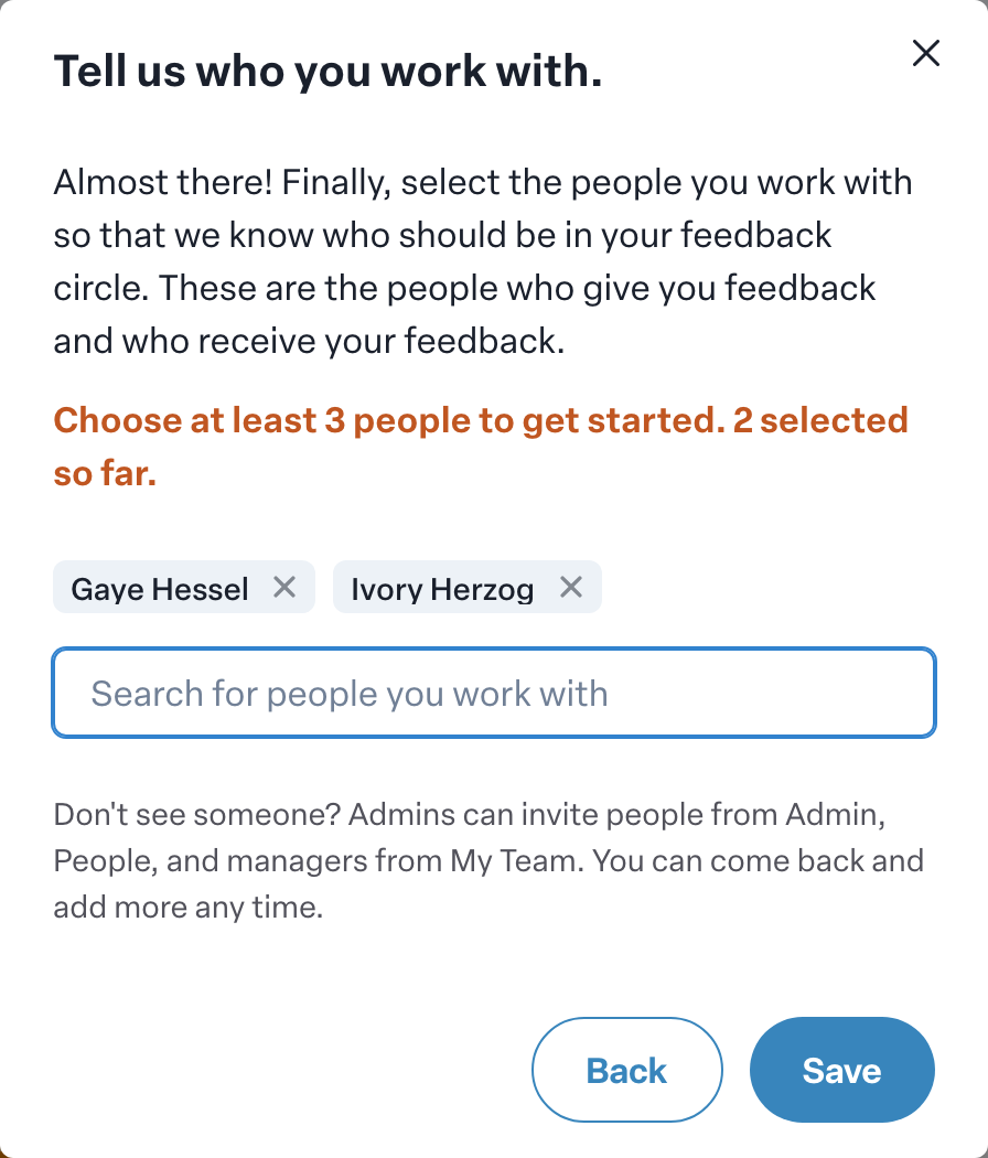 Engage coverage suite: account-wizard-feedback-circle. the people search and the minimum people hint